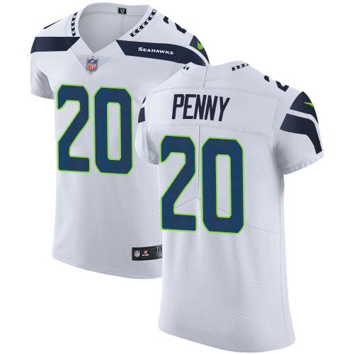 Nike Seahawks #20 Rashaad Penny White Men's Stitched NFL Vapor Untouchable Elite Jersey - Click Image to Close